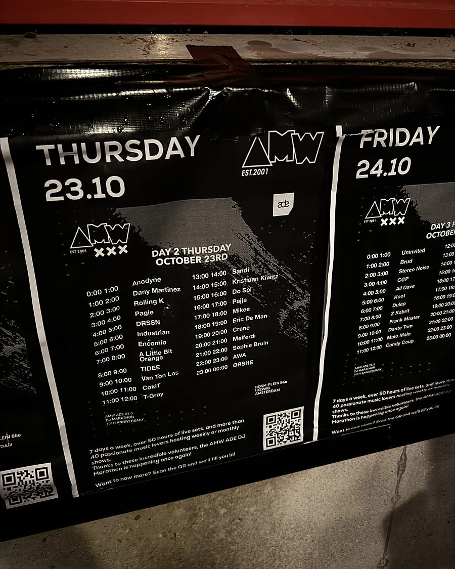 The timetable on the wall